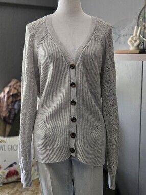 Torrid Pointelle Sleeve V-Neck Button Up Cardigan
